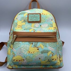 Loungefly Pokémon Pikachu Leave Pattern Faux Leather Backpack Limited Edition